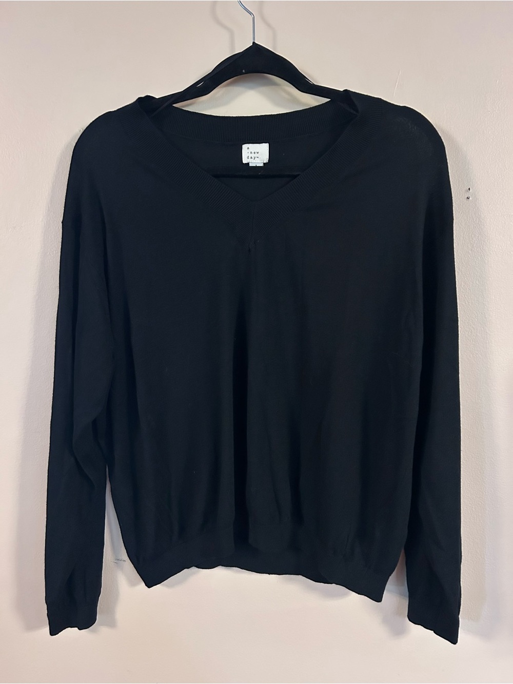 a new day Black V-Neck Lightweight Knit Sweater